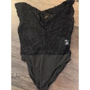 SHEIN Black Floral Lace V-Neck Sleeveless Bodice Bodysuit XL 12